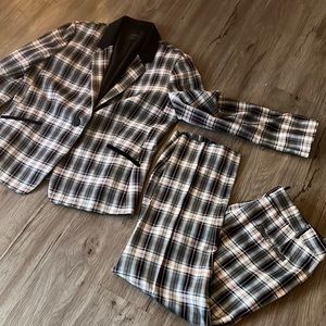 Blue & Orange Plaid Suit Set